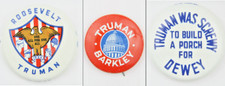 Vintage 1944-48 Presidential Campaign Pin Button Lot Harry S. Truman Theme Repro
