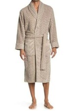 Daniel Buchler Mens M-L Tan Chevron Stripe Robe