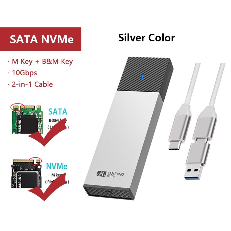 SANZANG M.2 NGFF/NVMe SATA SSD Hard Drive Enclosure to USB 3.2 External Case UK