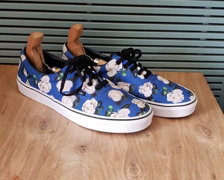 blue vans with roses