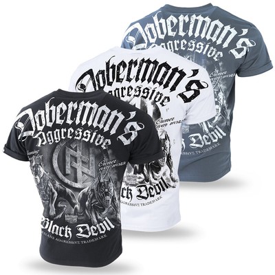 T-shirt Viking Dobermans Aggressive - Design Viking & Loup - Coton - Homme - Noir