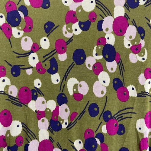 Boden Print Pretty Wrap Front Dress Size 6R Olive Green Fuschia Blue Berries - Picture 3 of 9