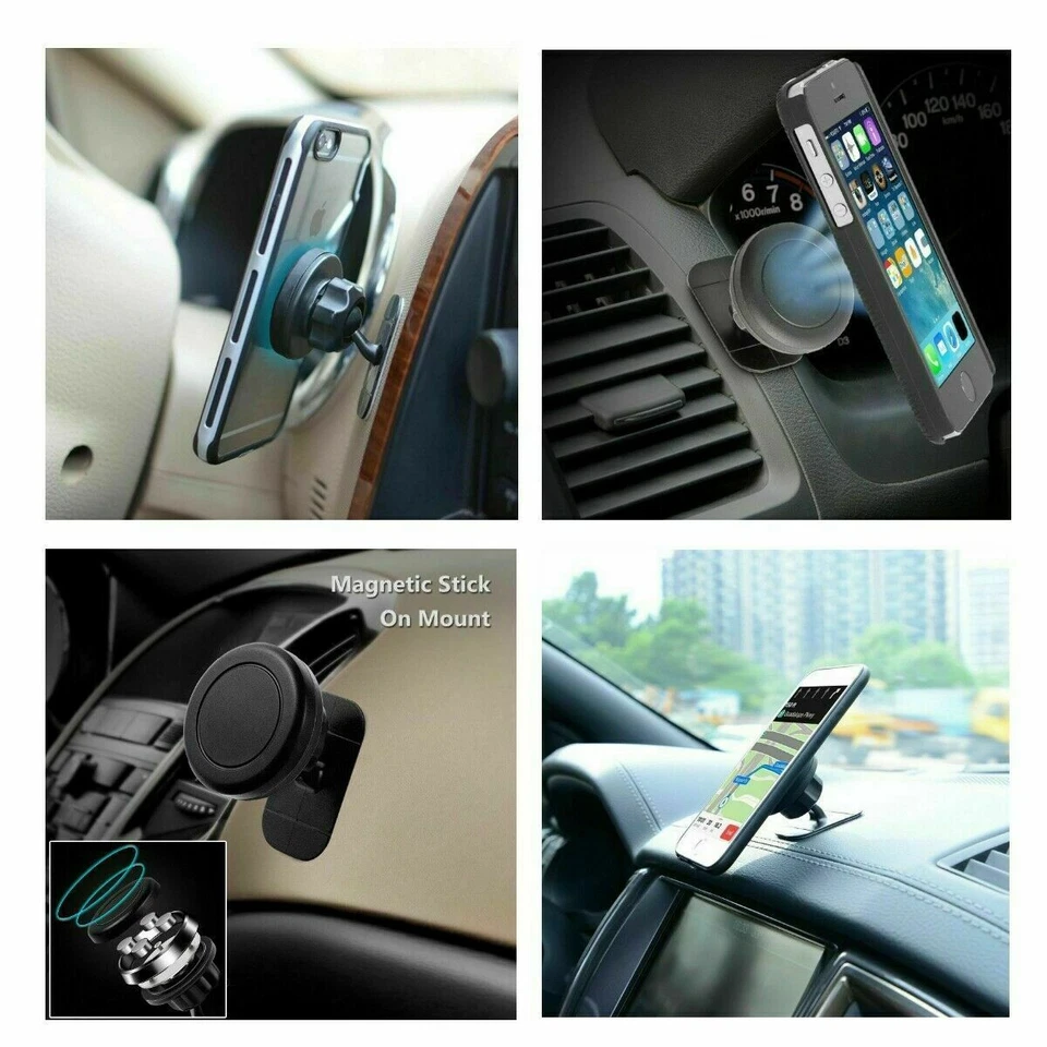 Magnetic 360° Gear Car Phone Holder Dashboard Rotation With Mounting Plate Mount - Image 4 of 4