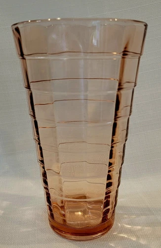 Anchor Hocking Tall Beverage Pink Depression Glass Block  Optic Illusion