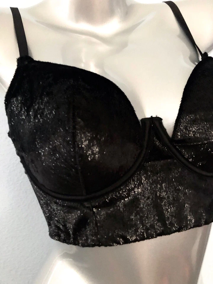 Victoria's Secret очень сексуальный черный блеск бархата балконет погрузиться слегка с подкладкой бюстгальтер - Изображение 4 из 4