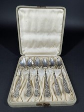 Dominic Haff Sterling Repousse Ashley Wright Kay Box 6 Grapefruit Spoons Mono S