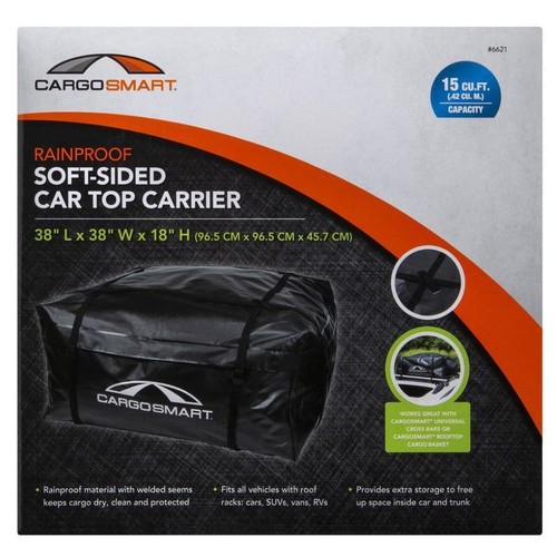 Soft Sided Car Top Carrier Bag 15 cu ft Heavy Duty Storage Camping Travel Black - Picture 6 of 10