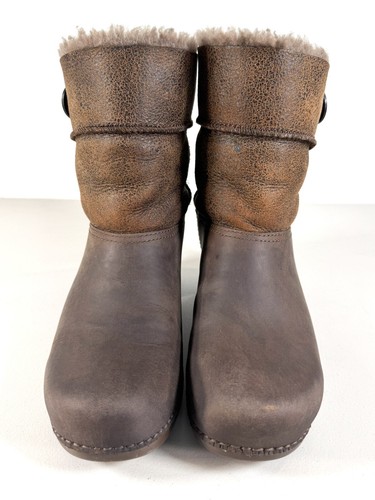 Dansko Stormy Brown Shearling Lined Foldover Leather Boots Women EU 39 US 8.5-9 - Picture 3 of 18