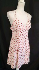 Y2K Vintage Slip Dress Express Heart Print Sexy Short  Sundress Open Back Sz 8