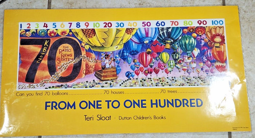 VINTAGE School Wall Poster FROM ONE TO ONE HUNDRED Classroom TERI SLOAT 1991