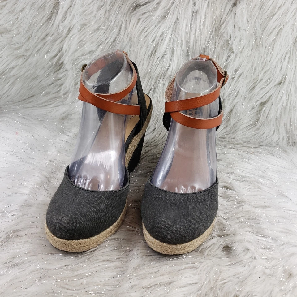 BC BECAUSE LAUGHTER IS CONTAGIOUS Negro Tacón de cuña Correa para el tobillo Zapatos de tacón Talla 9 Foto 3 de 4