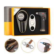 Galiner Ceramic 1 CT Cigar Holder Ashtray 1 Jet Torch Lighter and Sharp Cutter