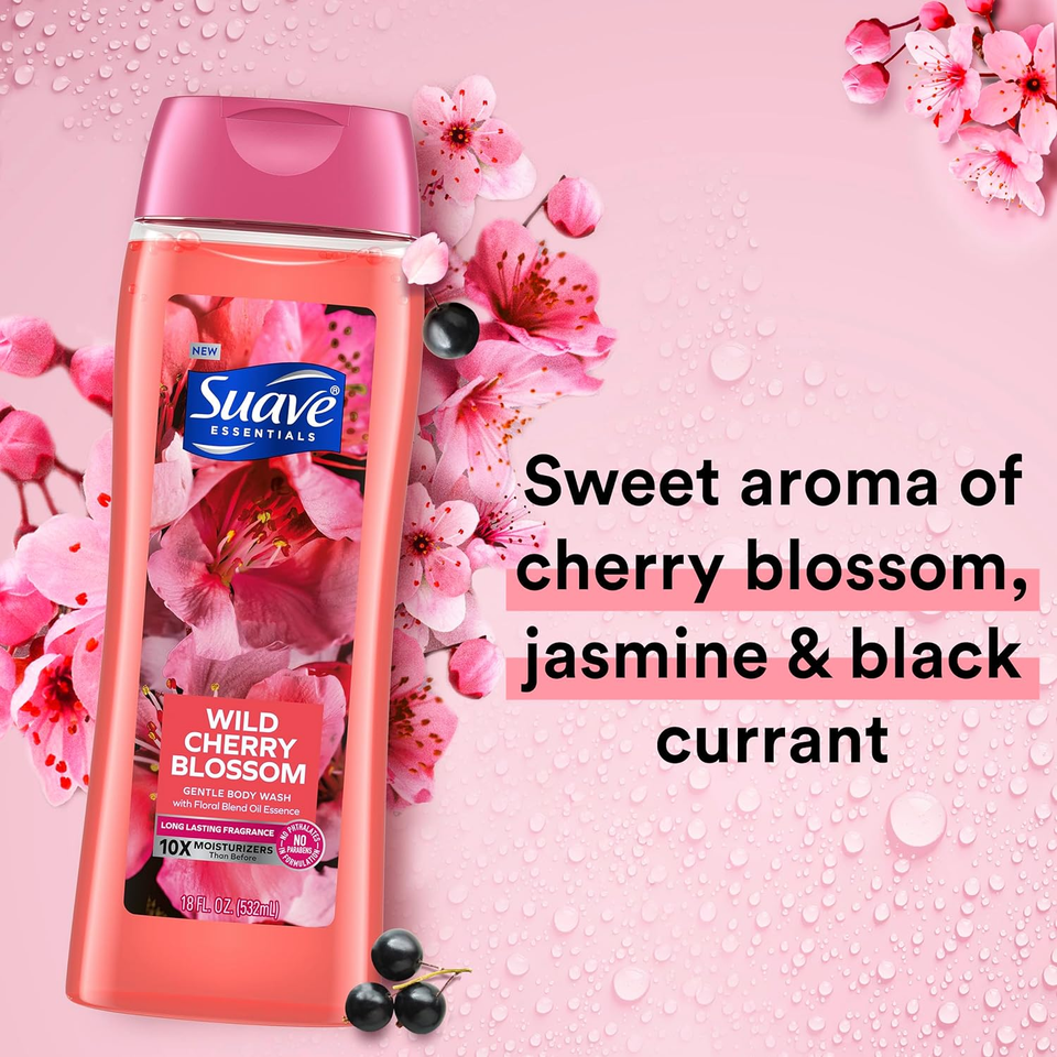 Suave Moisturizing Body Wash, with Wild Cherry Blossom and Vitamin E