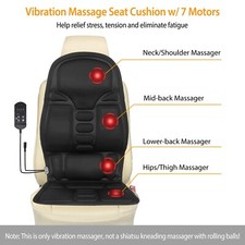 Vibration Massage Car Seat Cushion with 10 Vibration Motors Black Pad Heating