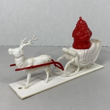 Vintage Irwin Santa Claus Sitting in Sleigh Pulled by Reindeer Made in USA