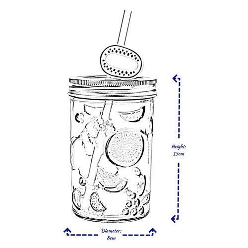 Glass Drinking Jam Jar Cocktail Glasses Juice Drink Party With Straw & Lid 500ml - 第 7/11 張圖片