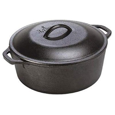 Lodge Quart Cast Iron Dutch Pre-Seasoned Pot with Lid and Dual Loop  Hand