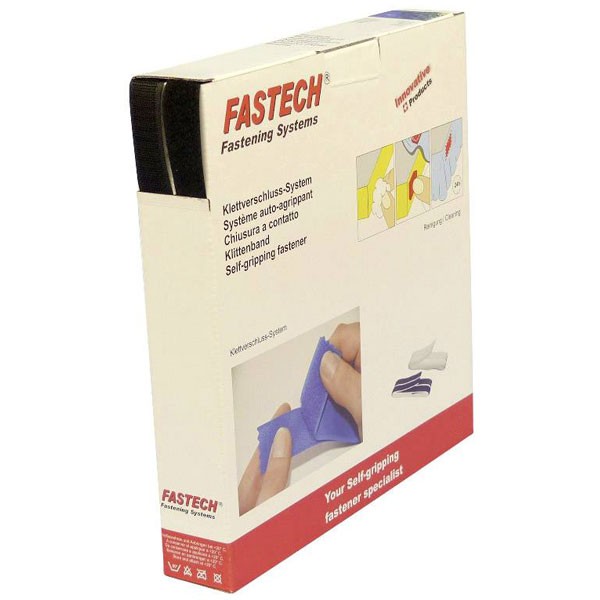 FASTECH Sew-On Hook-and-Loop Tape 25m x 20mm Black