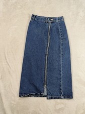 Early 90s Vintage JORDACHE Denim Maxi Skirt Full Zip Kick Split Size 6 Grunge