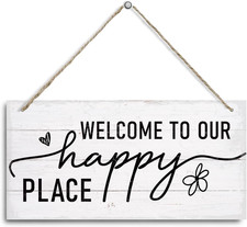 Rustic Welcome Wooden Hanging Sign   Decorative Wall Plaque with  Welcome to Our