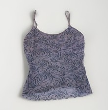 Y2k Sheer Pyschedeic Floral Print Cami Tank S/M Indie Sleaze Purple Rave