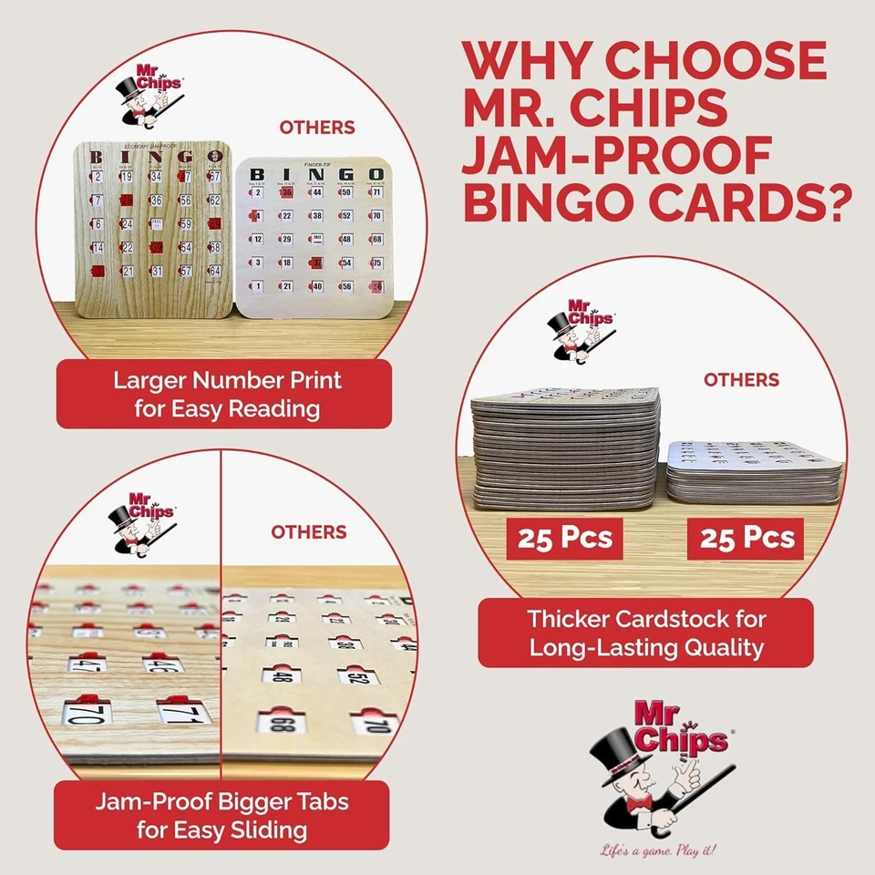 Juego de tarjetas de bingo de lujo a prueba de atascos, 50 tarjetas reutilizables Foto 4 de 4