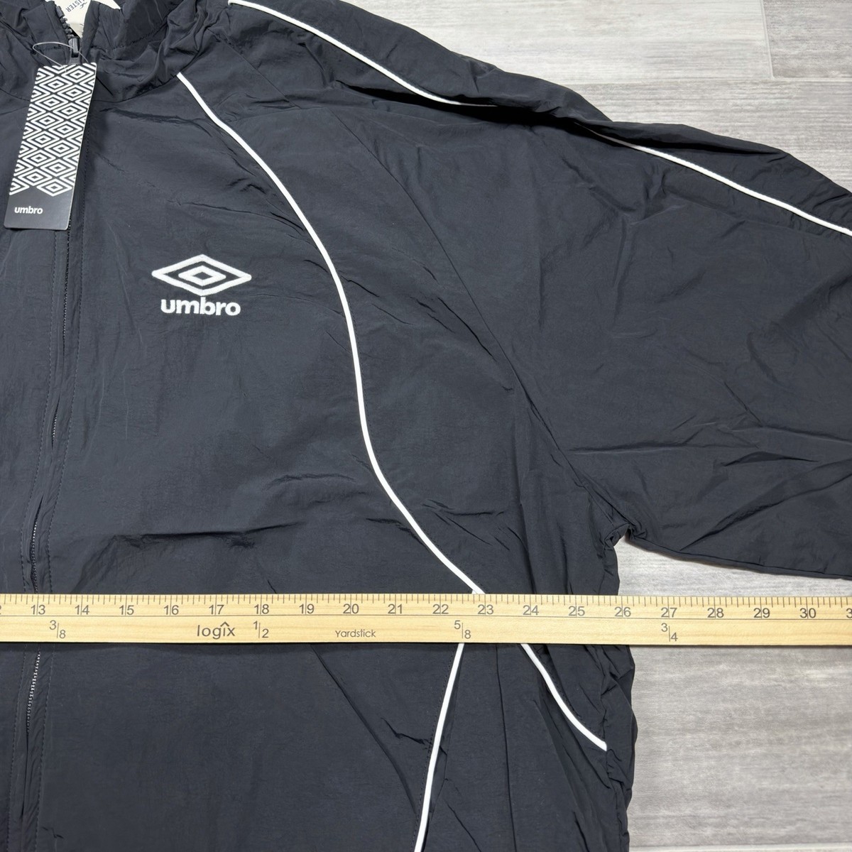 $140 Black Nylon Zip-Up Hollister X Umbro Graphic Bomber Jacket