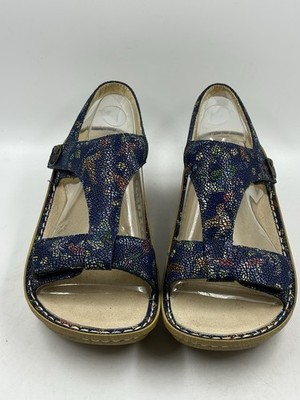 Alegria Blue Birdland T Strap Sandals NEW 39/9 M Hummingbird Mosaic Kendra Nurse