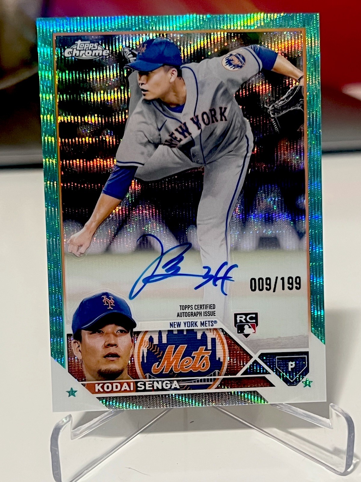 KODAI SENGA 2023 Topps Chrome AQUA WAVE REFRACTOR AUTO Rookie Card #/199 Mets