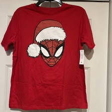 NWT- Marvel SPIDERMAN Red Santa T-shirt Boys Size XXL. 18