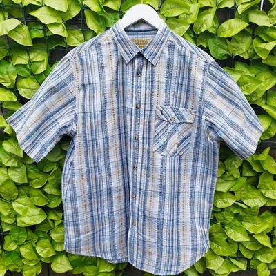 P.G. Field Men’s Short Sleeve Plaid Shirt Multicoloured Textured Stripe Size M - Image 1 of 4