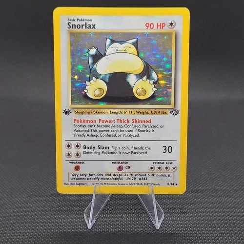 Pokémon Snorlax Jungle 1st Edition Holo Rare 90 HP Card 11/64 English