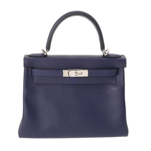 Hermes Kelly 28 Retourne Verso 717615 Handbag Blue #WB237