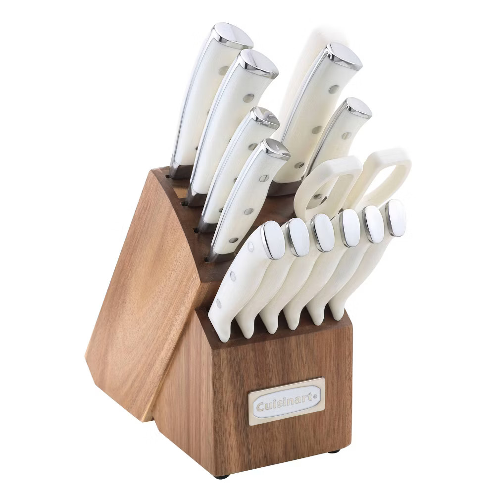 Cuisinart Classic 15pc White Triple Rivet Knife Block Set - C77WTR-15P2: High