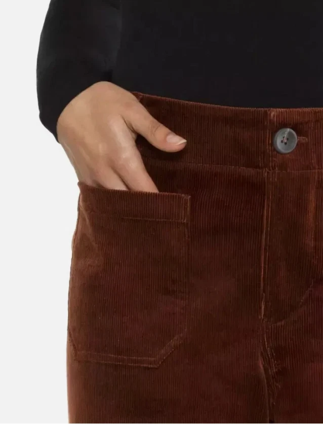 Pantalón Matty M Para Mujer Pierna Ancha Pana Tiro Alto Ladrillo Talla XXL Foto 3 de 4