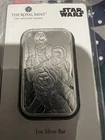 Royal MInt  1oz Silver Bar Star Wars Light Side .999 Brand New Sealed coin OMP