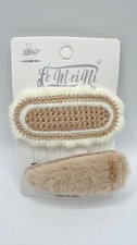 Knitted and Plush Hair Clip Set Cute for Winter and Fall 2 Color Options