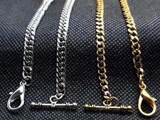 A Set Of Two Custom Made T-Bar End 12" Inches Long Pocket Watch Chains