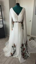Boho Floral Wedding Dress / Long Gown / Size 10