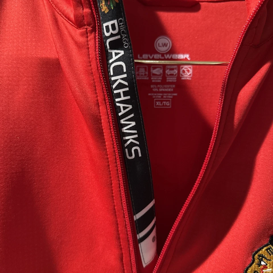 Pullover Chicago Blackhawks NHL Rojo Levelwear 1/4 Cremallera con Bolsillos Para Hombres XLarge Foto 4 de 4
