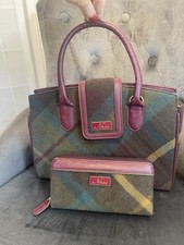 Ness of Scotland Green And Burgundy Bag Set with Matching Purse
