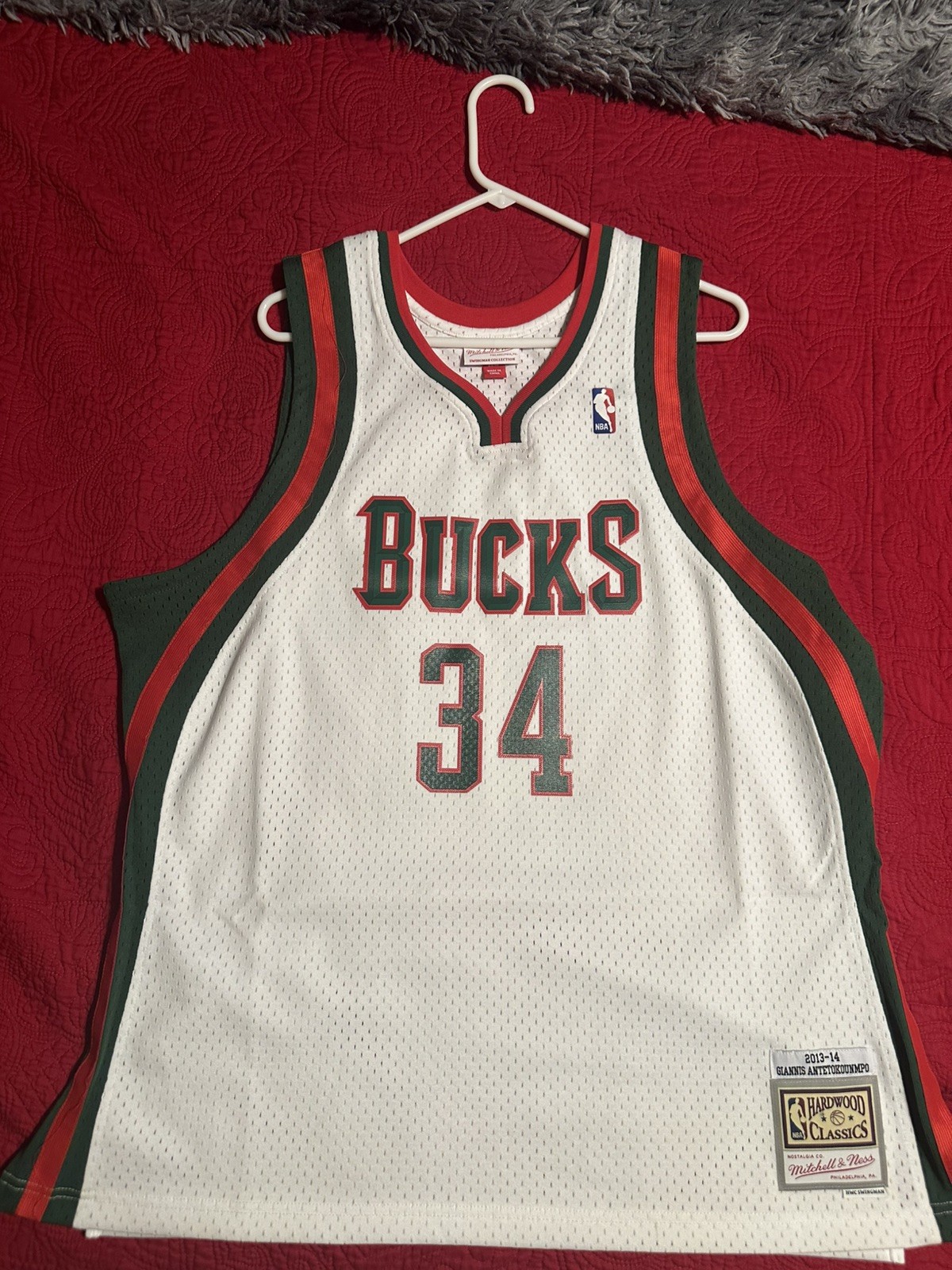 Milwaukee Bucks 2013-14 Giannis Antetokounmpo Men’s XL M&N HWC Swingman Jersey 