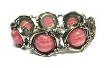 Modernist 835 Silber Armband mit Rhodochrosit - Cabochons - 18.5 cm