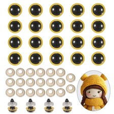 12mm Safety Eyes, 20Pcs Realistic Doll Crocheting Safety Eyes Yellow