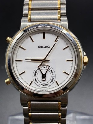 Seiko Quartz 8M25-6160 Dancing Hands Silver Gold Uhrenbatterie funktioniert...
