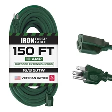 Weatherproof 150 Ft Outdoor Extension Cord - 16/3 SJTW Heavy Duty Green Exten...