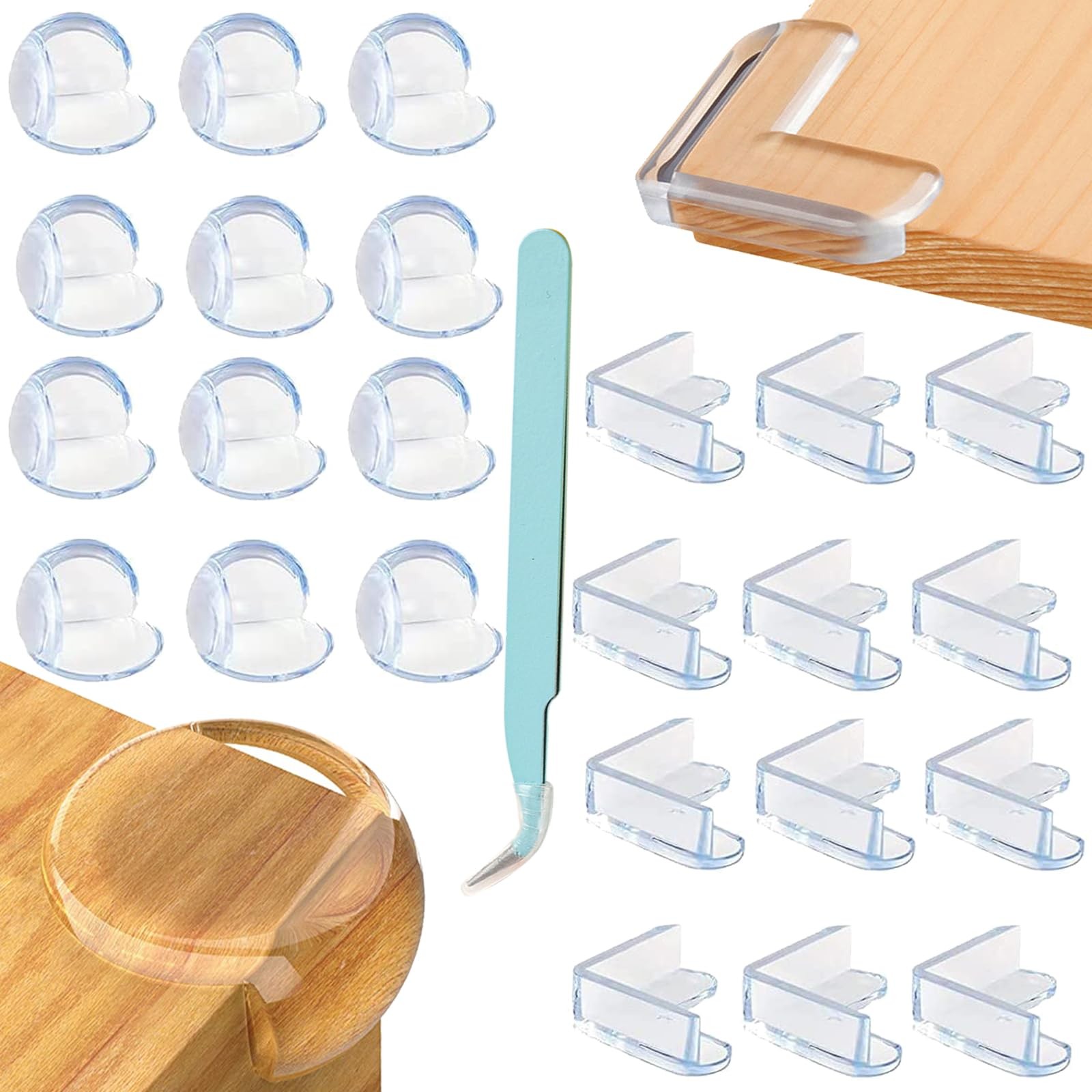 Protege coin de table bebe transparent en silicone souple Lot de 24