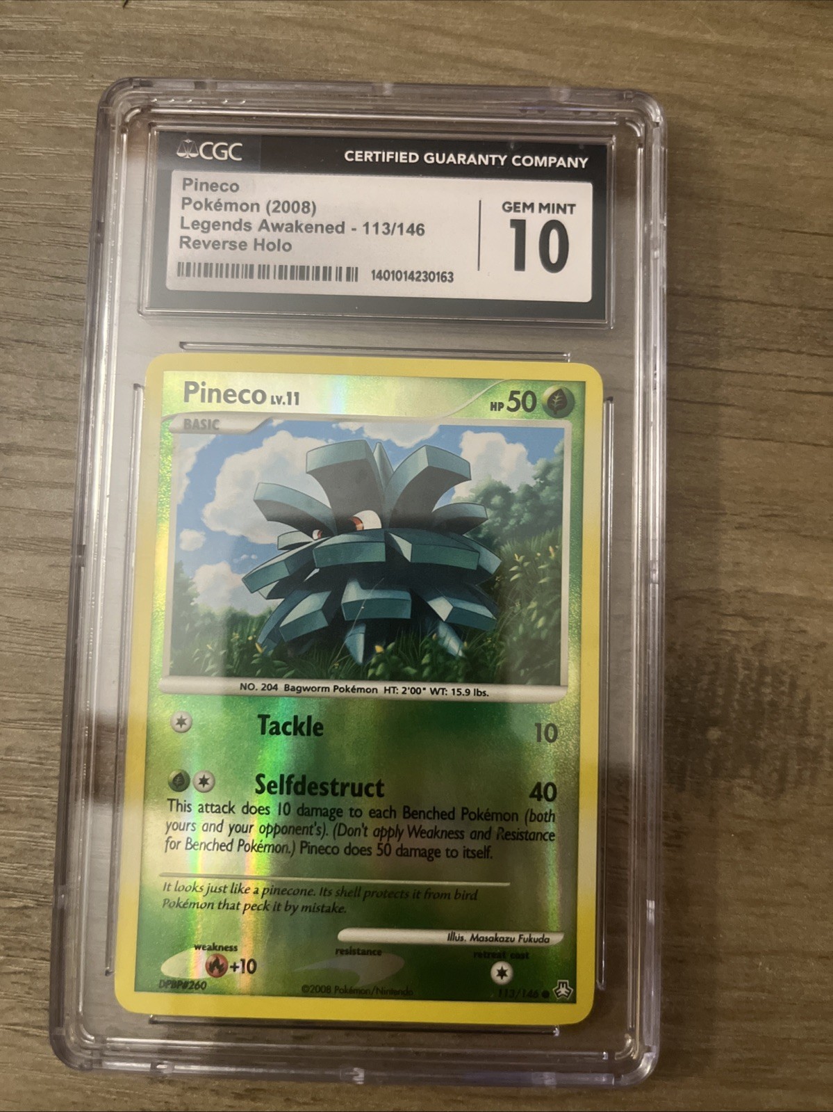 (TOP POP 7) CGC 10 GEM MINT Pineco Legends Awakened Reverse Holo Pokémon 113/146