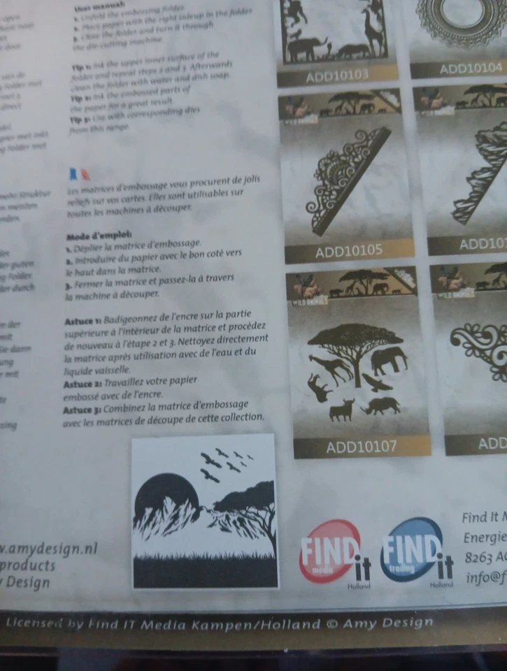 VENDITA CARTELLA GOFFRATURA PER SCRAPBOOKING NUOVO (SEF42) ANIMALI SELVATICI 15X15 CM - Immagine 2 di 2