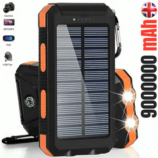 9000000mAh Solar Powe Bank Pack Waterproof 2USB LED Battery Charger Phone UK